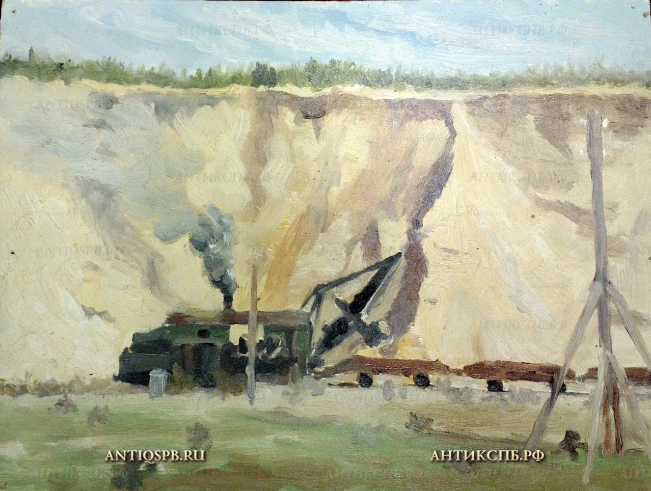 Картина "Грузовой состав в каньоне". №17340.27